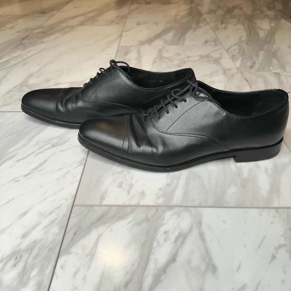 Prada Black Leather Men's Dress Shoes - Picture 4 of 8